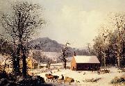 George Henry Durrie Red School House oil painting artist
